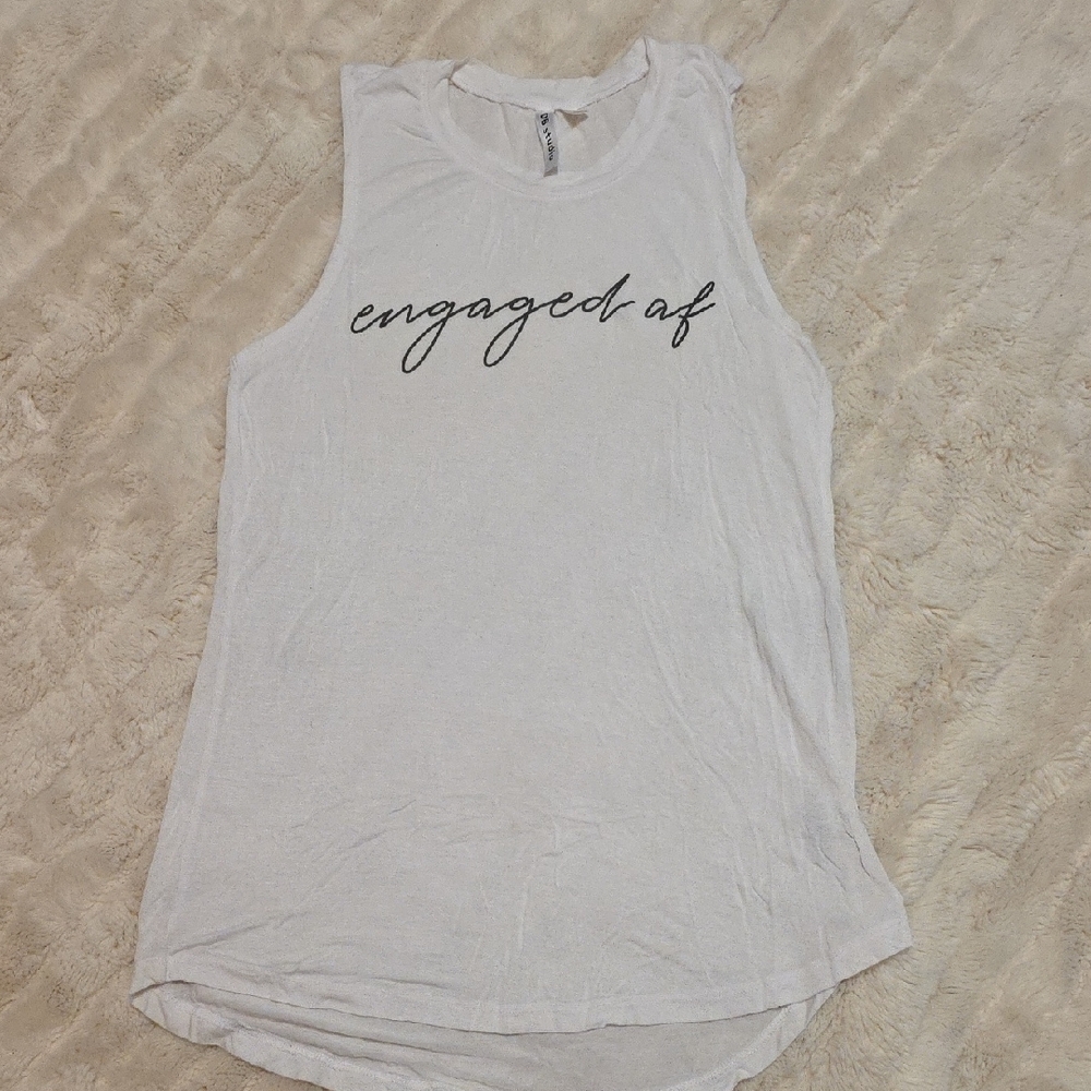 Engaged AF White Muscle Tee